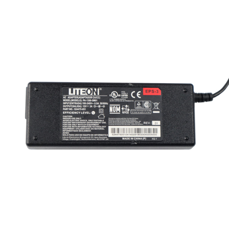 Adaptador LiteOn 12v 3A Fuente de Alimentacion Conmutada