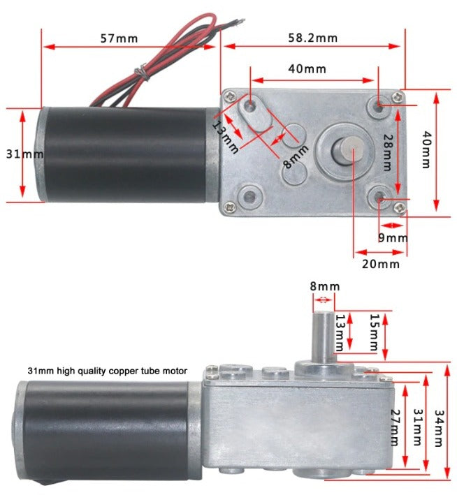 Motorreductor 12v 40rpm 40kg Con Control Remoto inalámbrico